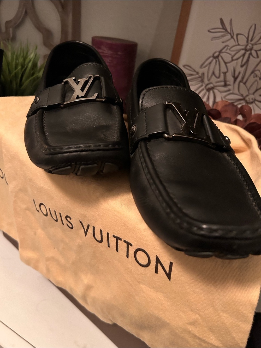 Louis Vuitton Black Leather LV Bit Driving Loafers